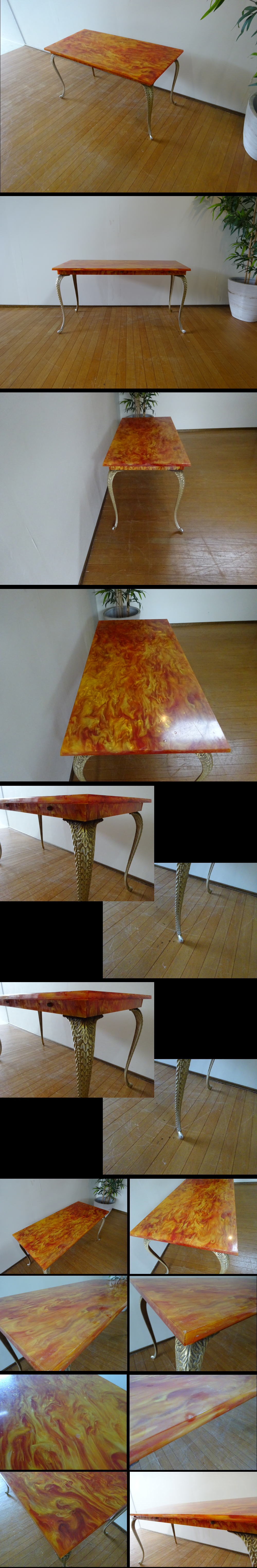 ■□大理石風天板　猫脚　真鍮フレーム　センターテーブル　ローテーブル　イタリアンテイスト□■